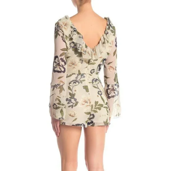 NWT BB Dakota Chiffon Printed Long Sleeve Romper. Antique floral printed chiffon - Picture 8 of 8